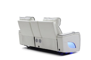 English Elm Lumin Power Reclining Loveseat with Led Lighting Bluetooth Speakers and Usb Ports White B078P497930