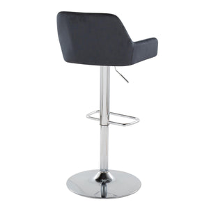 English Elm Daniella Contemporary Adjustable Barstool with Swivel, Padded Faux Leather Seat and Chrome Base (Set of 2) Black B202S00821