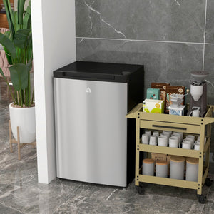 English Elm Homcom Compact Upright Freezer 3 Cu Ft with Adjustable Thermostat for Dorm Apartment Silver W2225P200390