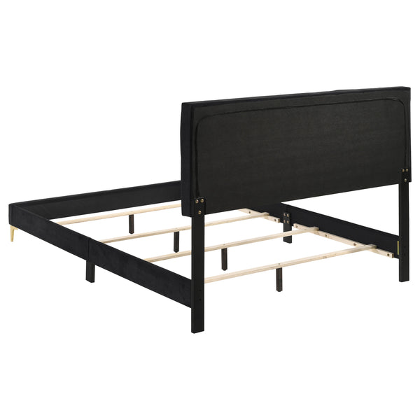 English Elm Lexie Black Velvet Diamond Tufted Eastern King Panel Bed With Gold Accents For Modern Bedrooms B062P358030