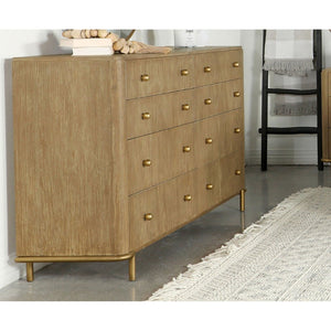 English Elm Stevie Sand Wash 8-Drawer Dresser - Mid-Century Modern Elegance With Bohemian Flair For Stylish Storage B062P358072-GIGA