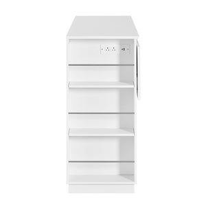 English Elm U_style Compact Kitchen Island with Drop Leaf Power Outlet Wine Rack Stemware Storage White N711P437715K