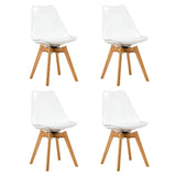 English Elm Modern Chairs Can Rotate 360 Degrees. The Backrest Is Made Of Pet Material, The Seat Cushion Is Made Of Pu Material, and The Support Legs Are Made Of Oak. (Set Of 4)