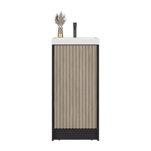 English Elm Cary Freestanding Bathroom Cabinet with Single Door and Shelves in Wengue Finish B097P474283