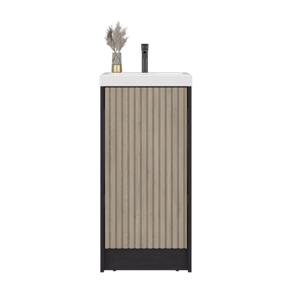 English Elm Cary Freestanding Bathroom Cabinet with Single Door and Shelves in Wengue Finish B097P474283