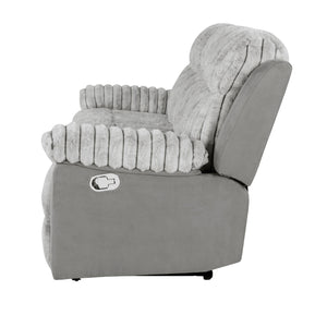 English Elm Bruni Grey Upholstered Sofa with Manual Recline, Plush 100% Polyester, Medium-Firm Foam & Fiber Fill B201P299733