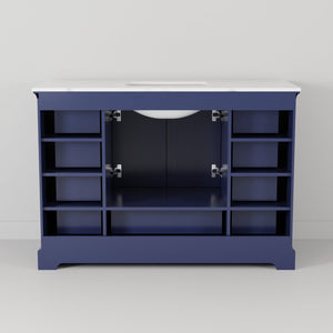 English Elm Navy Blue Single Bath Vanity Set With Mirror, 48" W X 22" D, Elegant Design And Ample Storage B2731S00488