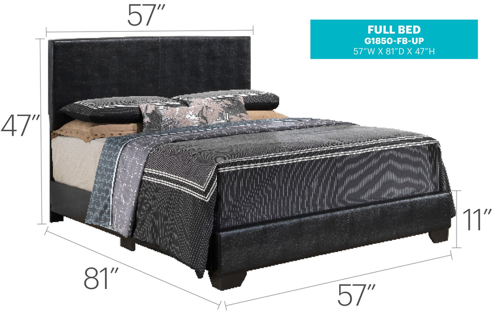 English Elm Sleek Black Full Bed with PU Upholstery, Sturdy Durable Frame, Quick Assembly & Under-Bed Storage B078108074