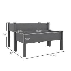 English Elm Outsunny Two Tier Elevated Fir Wood Planter Raised Garden Bed for Herbs and Vegetables W2225P174444