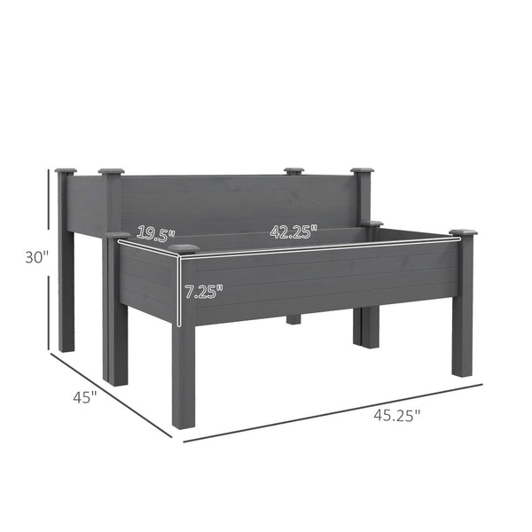 English Elm Outsunny Two Tier Elevated Fir Wood Planter Raised Garden Bed for Herbs and Vegetables W2225P174444