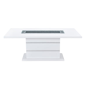 English Elm ARIYA White Dining Table and 4 Chairs Set – Contemporary High-Gloss Solid Wood & Glass Pedestal Design B201S00391