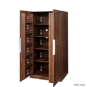 English Elm 62.99In Kitchen Pantry Cabinet - Stylish Walnut Buffet With Multi-Level Storage For Any Room W331S00157