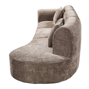 English Elm 140" Curved Sectional Sofa Plush Lamb Wool Upholstery 3 Piece Modular Living Room Set Brown N767P384981R