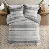 Madison Park Rhodes Farm House 3 Piece Stripe Duvet Cover Set MP12-8374 Grey/Multi