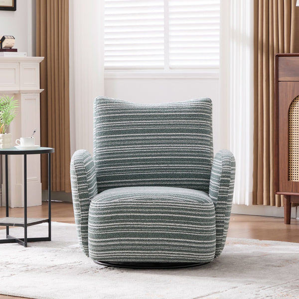 English Elm Modern Boucle 360° Swivel Leisure Chair with High‑Resilience Sponge, Supportive Curve, 550lb Capacity Mint Green W395P355484