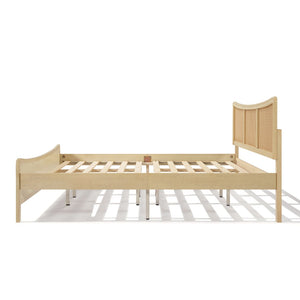 English Elm Curved Rattan King Bed Solid Wood Frame Antique White Bohemian Bedroom Design N758P390778N