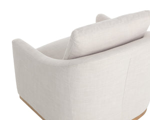 Sunpan Corbin Swivel Lounge Chair - Luxurious Effie Linen Upholstery With Elegant Blonde Ash Base Cream Fabric 112092