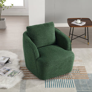 English Elm 30.3"w Boucle Barrel Swivel Chair 360 Rotation Lounge Seating for Living Room Green W3188P400933