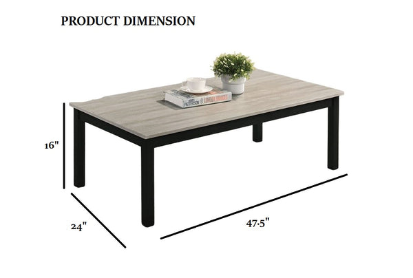 English Elm Light Gray 3pc Table Set – Faux Marble Wood Tops, Solid Wood Legs, Contemporary Living Room Trio B2741P391798