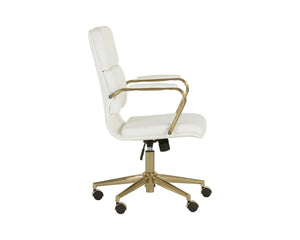 Sunpan Kleo Modern Office Chair with Gold Stainless Steel Frame and Luxurious Faux Leather for Comfort Snow