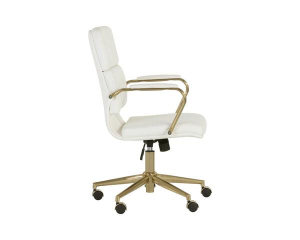 Sunpan Kleo Modern Office Chair with Gold Stainless Steel Frame and Luxurious Faux Leather for Comfort Snow