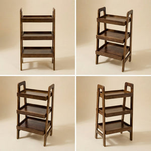 English Elm 100% Solid Wood Three Tier Ladder Shelf Freestanding Bookcase for Bedroom or Office W3204P445671