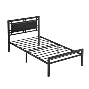 English Elm Twin Sturdy Metal Bed Frame for Twin Mattress — Quiet, Tool-Included Assembly, No Box Spring Needed, 300LB Capacity Black 43.7 L x 24 W x 3.35 H W2297P347753