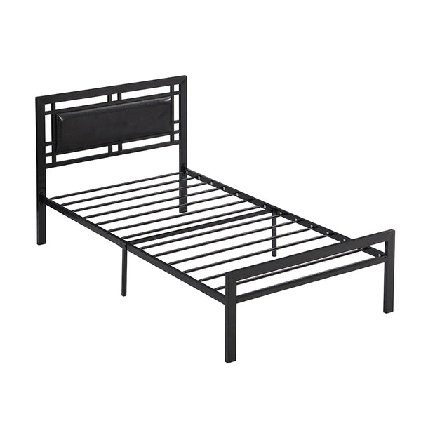 English Elm Twin Sturdy Metal Bed Frame for Twin Mattress — Quiet, Tool-Included Assembly, No Box Spring Needed, 300LB Capacity Black 43.7 L x 24 W x 3.35 H W2297P347753