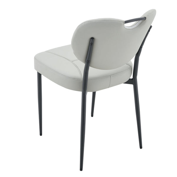 English Elm Dark Oil Waxed Faux Leather Dining Chair Set with Diamond Tufted High Back Metal Legs W3493P449243