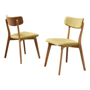 English Elm Caleb Mid Century Upholstered Dining Chairs Rubberwood Tapered Legs Set of 2 Tea Green N768P379763G