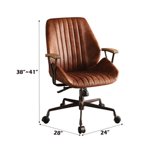 English Elm Brancaster Executive Cocoa Top Grain Leather Office Chair with Wooden Armrests, Pneumatic Lift and Casters B2726P254143