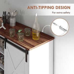 English Elm Homcom Farmhouse Coffee Bar Cabinet - Rustic 33" Buffet Sideboard With Sliding Door & Adjustable Shelves W2225P217400