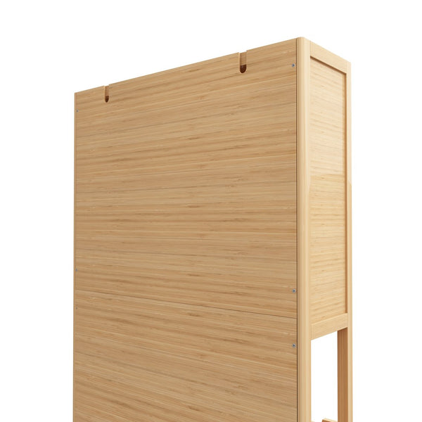 English Elm 72-foot-tall, bamboo double-door storage cabinet in natural finish with drawers, eco-friendly high-capacity organizer for bedroom, bathroom, dining, living rooms W2207P242502