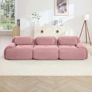 English Elm 3-seat Modular Corduroy Sofa with Curved Armrests and Resilient Cushions for Living Rooms W714S01406
