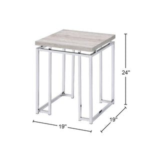 English Elm Square End Table Natural Oak Top with Chrome Sled Base — Contemporary Accent Table for Living Rooms, Compact & Durable B016P314060