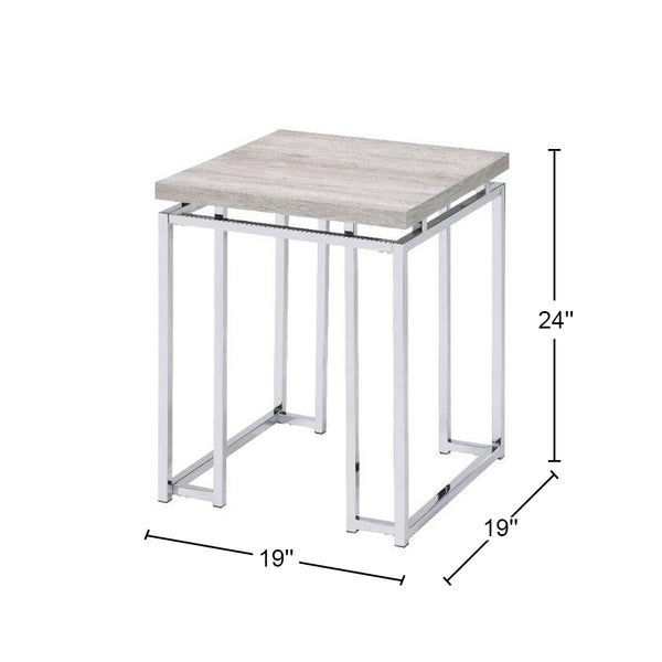 English Elm Square End Table Natural Oak Top with Chrome Sled Base — Contemporary Accent Table for Living Rooms, Compact & Durable B016P314060