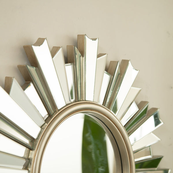English Elm 26'' HenGis Mirror — Sunburst Silver Wall Mirror with PU Rays, Decorative Clear Center for Entryways and Living Rooms W2615P346492