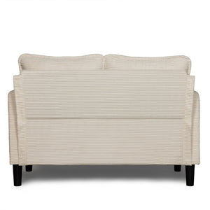 English Elm 48" Corduroy Compact Loveseat with Side Pocket Solid Wood Frame for Small Spaces Beige W2715P409864