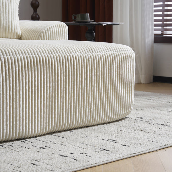 English Elm Oversized corduroy chaise lounge with ottoman, plush boneless sofa, ergonomic pillows for relaxing comfort Beige W1901P278402