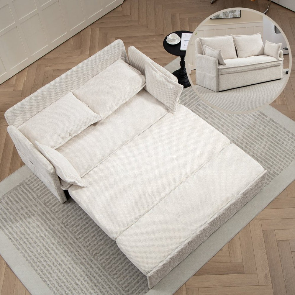 English Elm 59.5" Corduroy Convertible Sleeper Sofa with Usb Charging Ports and Storage Pockets W2606P252439