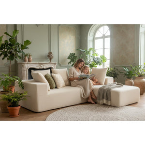English Elm Full Foam Modular L-shaped Sectional Sofa Flannelette Upholstered with Five Throw Pillows W3326S00022