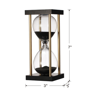 English Elm Set Of 2, Elegant Black Sand Hourglass Timers With Metal Frame - Perfect For Home Or Office Decor W2078P278695-GIGA