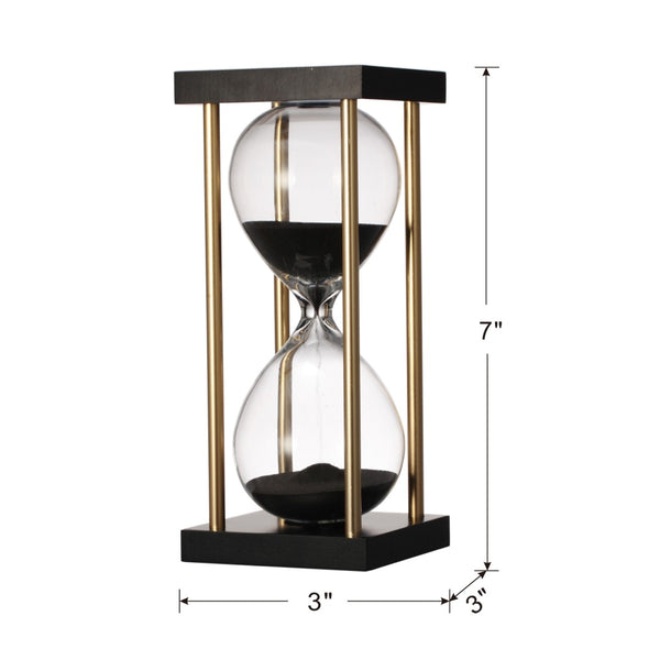 English Elm Set Of 2, Elegant Black Sand Hourglass Timers With Metal Frame - Perfect For Home Or Office Decor W2078P278695-GIGA