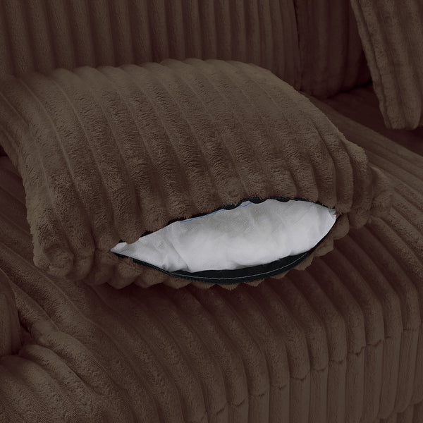 English Elm 129" Oversized Sectional Sofa U-Shaped Corduroy Chaise Lounge with Curved Armrests Plush Foam Comfort Brown N719S001690D