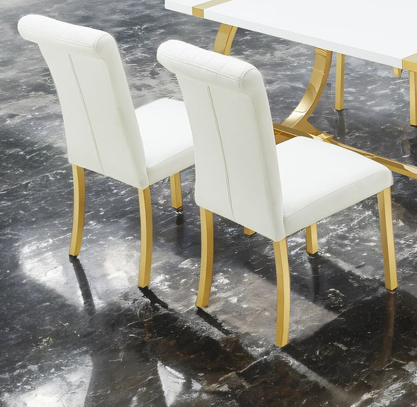 English Elm Contemporary Northall Arm Chair with Sleek Upholstery and Minimalist Profile for Modern Dining Spaces Gold,White 26 L x 19 W x 17 H B2741P404862