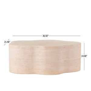 English Elm Cloud-shaped Mgo Coffee Table Travertine Finish Sculptural Indoor Outdoor Lounge N772P379524T