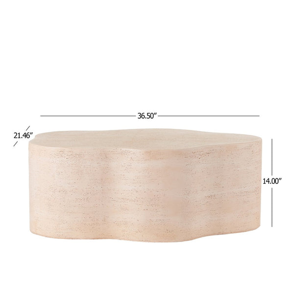English Elm Cloud-shaped Mgo Coffee Table Travertine Finish Sculptural Indoor Outdoor Lounge N772P379524T