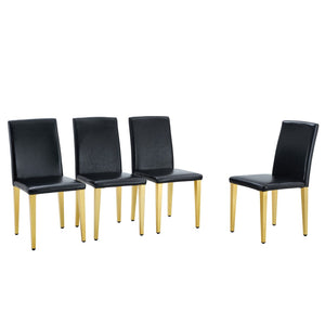English Elm Set Of 4 Modern Black Pu Leather Backrest Chairs With Gold Metal Legs For Stylish Home Decor W3226P279074-GIGA