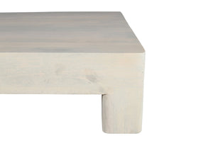 English Elm Contemporary White Washed Solid Mango Wood Square Coffee Table 42.5" Rustic Handmade 4-Leg Design B024P304076