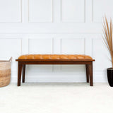 English Elm Ashcroft Furniture - Arden Tan Leather Bench With Buttons